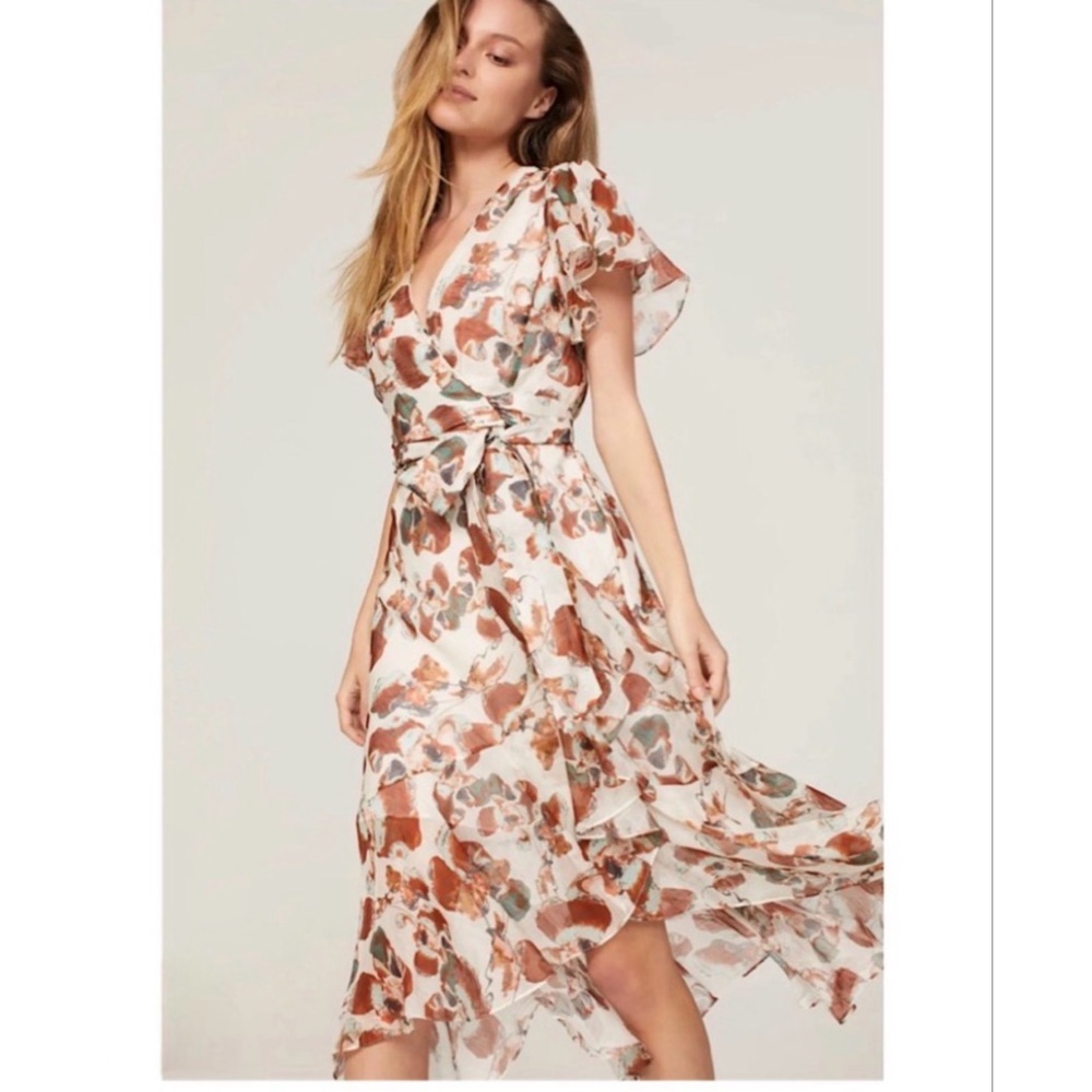 Tanya Taylor Blaire Floral Feminie Midi Dress